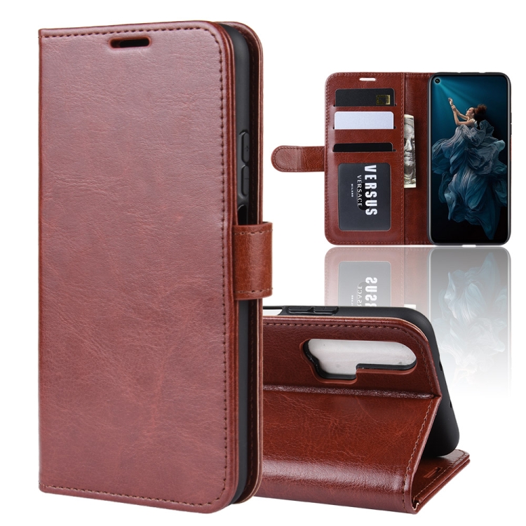 

R64 Texture Single Fold Horizontal Flip Leather Case for Huawei Honor 20 Pro, with Holder & Card Slots & Wallet(Brown)