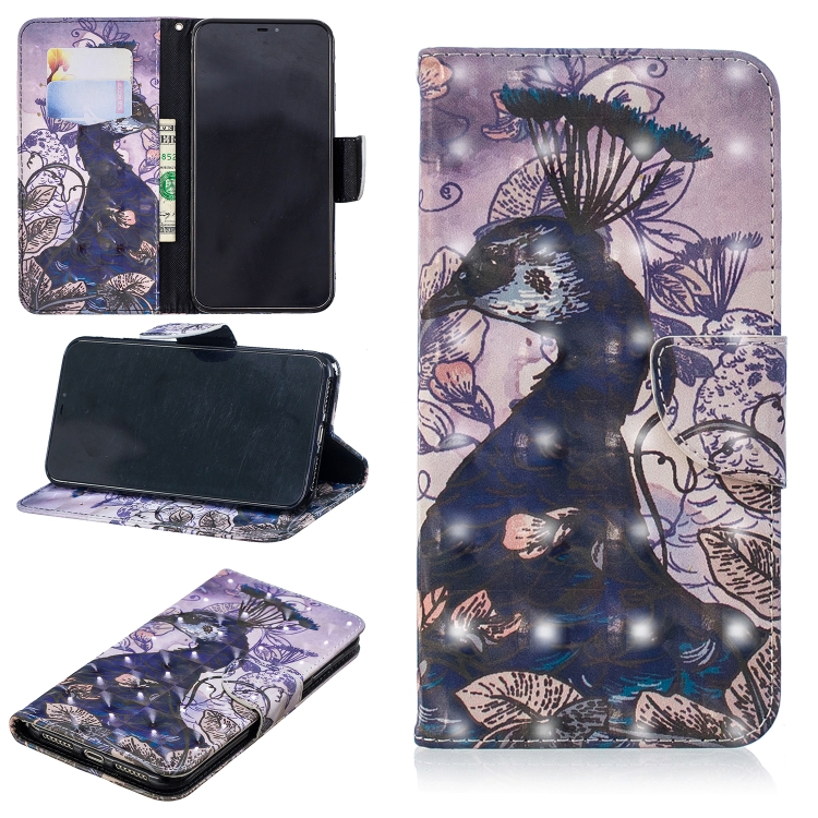 

3D Colored Drawing Pattern Horizontal Flip Leather Case for Huawei 7C&Y7, with Holder & Card Slots & Wallet(Peacock)