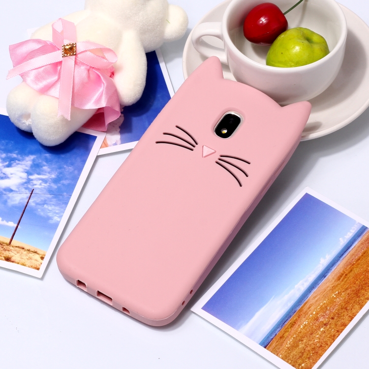 

Lovely 3D Moustache Cat Soft Silicone Back Case for Galaxy J3 2018(Pink)