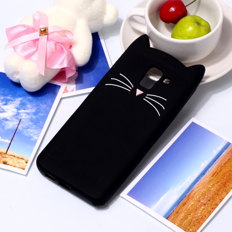 

Lovely 3D Moustache Cat Soft Silicone Back Case for Galaxy J6 2018(Black)