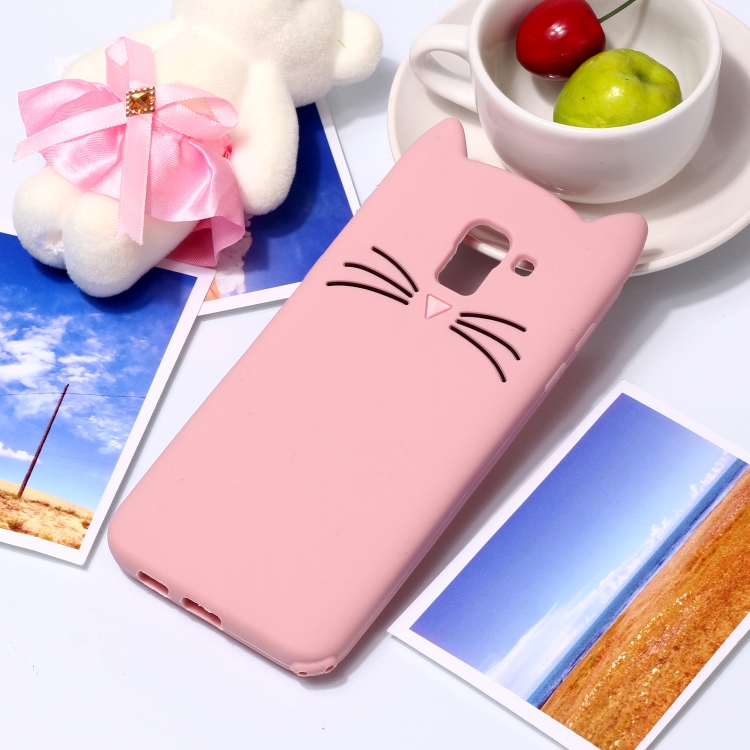 

Lovely 3D Moustache Cat Soft Silicone Back Case for Galaxy J6 2018(Pink)