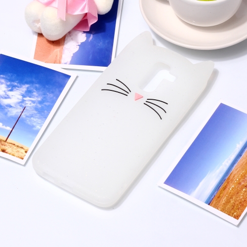 

Lovely 3D Moustache Cat Soft Silicone Back Case for Galaxy A6+ 2018 & J8 2018(White)