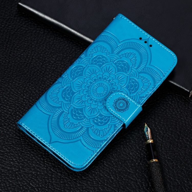 

Mandala Embossing Pattern Horizontal Flip Leather Case for Galaxy A50 , with Holder & Card Slots & Wallet & Photo Frame & Lanyard(Blue)