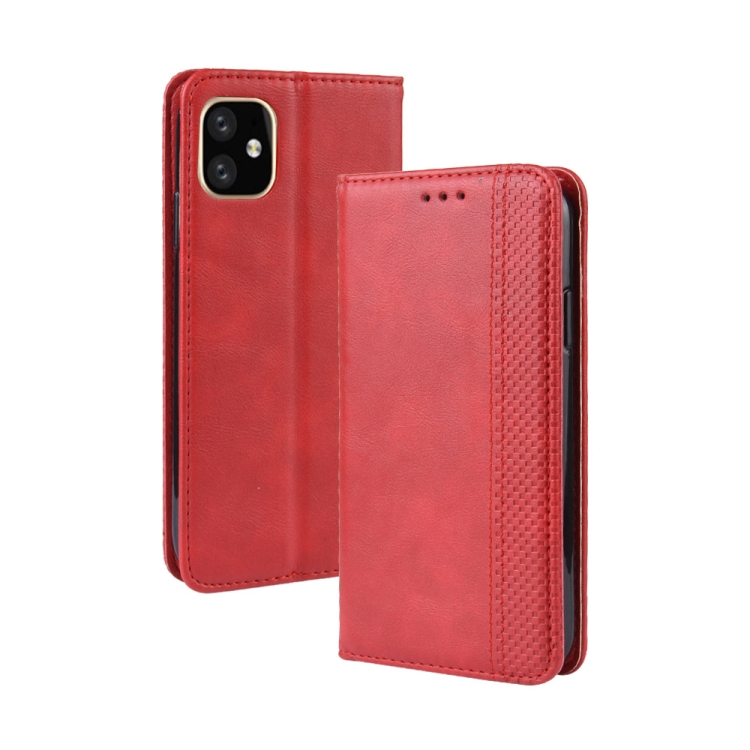 

Magnetic Buckle Retro Crazy Horse Texture Horizontal Flip Leather Case for Apple iPhone 11 6.1 inch, with Holder & Card Slots & Photo Frame(Red)