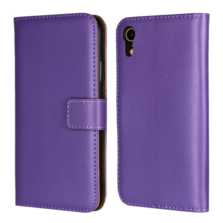 

Leather Horizontal Flip Holster for iPhone XR ,with Magnetic Clasp and Bracket and Card Slot and Wallet(Purple)