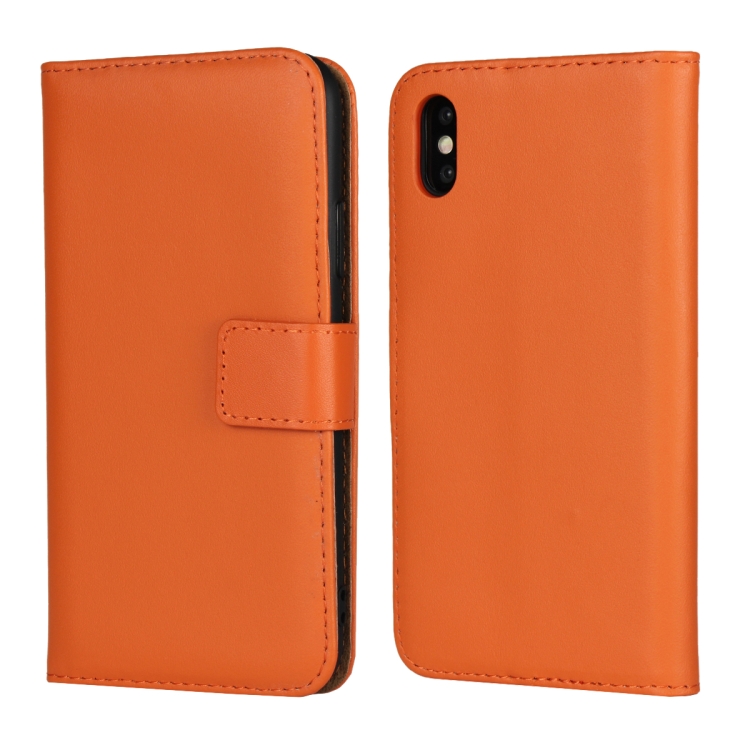 

Leather Horizontal Flip Holster for iPhone X/XS with Magnetic Clasp and Bracket and Card Slot and Wallet(Orange)
