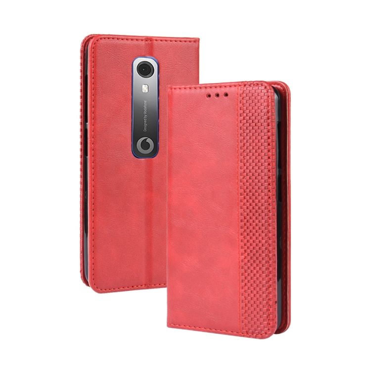 

Magnetic Buckle Retro Crazy Horse Texture Horizontal Flip Leather Case for Vodafone Smart N10 (VFD630) , with Holder & Card Slots & Photo Frame(Red)