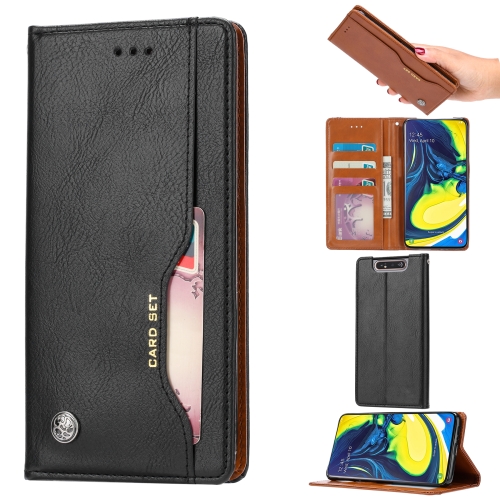 

Knead Skin Texture Horizontal Flip Leather Case for Galaxy A80 / A90, with Photo Frame & Holder & Card Slots & Wallet(Black)