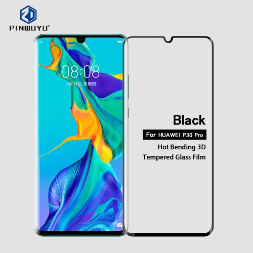

PINWUYO 9H 3D Curved Heat Bending Full Screen Tempered Glass Film for HUAWEI P30pro （black）