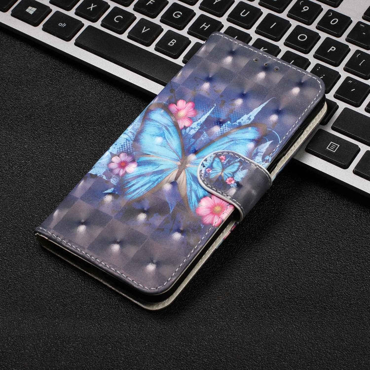 

3D Visual Painting Left And Right Open Leather Case for Huawei P20 Pro& P20 Plus , With Bracket & Card Slot & Wallet & Bracelet(Blue butterfly)