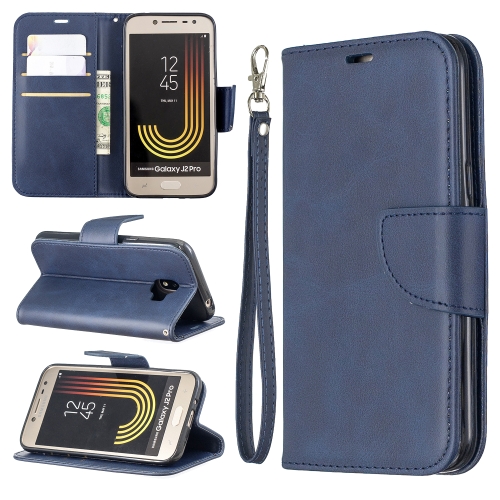 

Retro Lambskin Texture Pure Color Horizontal Flip PU Leather Case for Galaxy J2 Pro 2018, with Holder & Card Slots & Wallet & Lanyard(Blue)