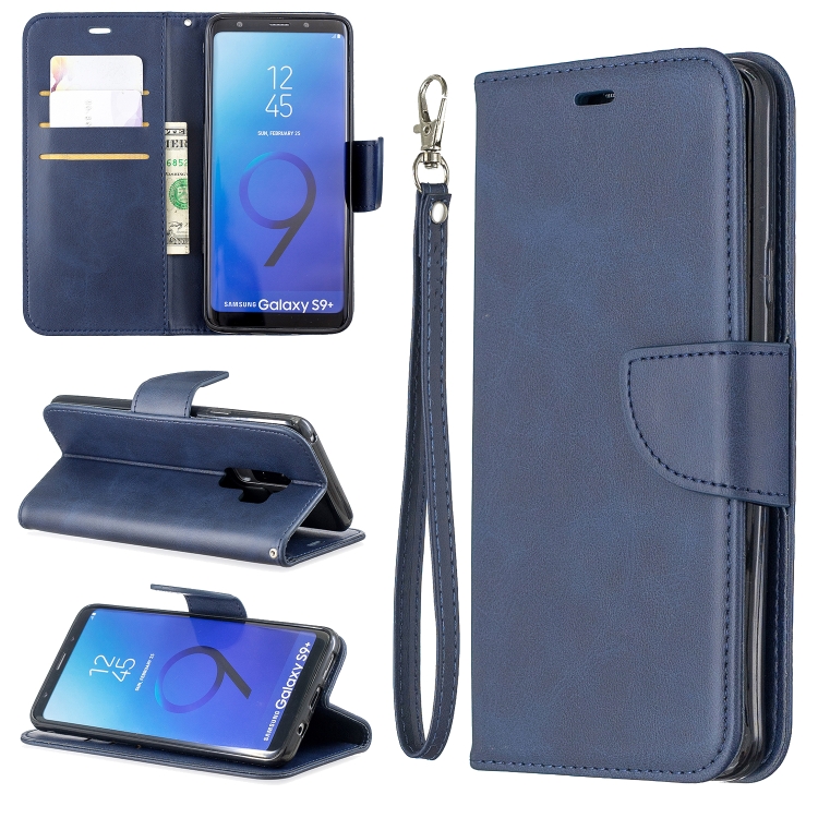 

Retro Lambskin Texture Pure Color Horizontal Flip PU Leather Case for Galaxy S9 Plus, with Holder & Card Slots & Wallet & Lanyard(Blue)