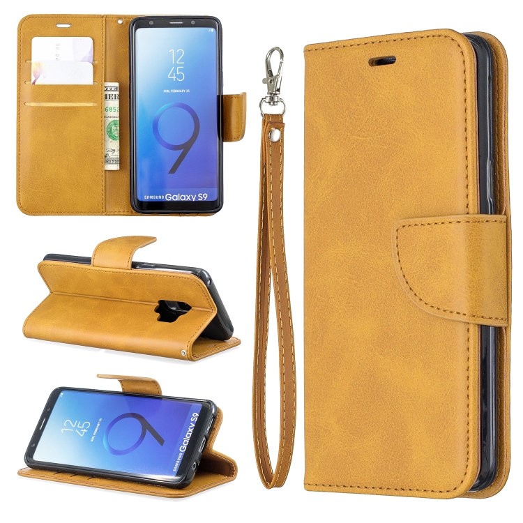 

Retro Lambskin Texture Pure Color Horizontal Flip PU Leather Case for Galaxy S9, with Holder & Card Slots & Wallet & Lanyard(Yellow)