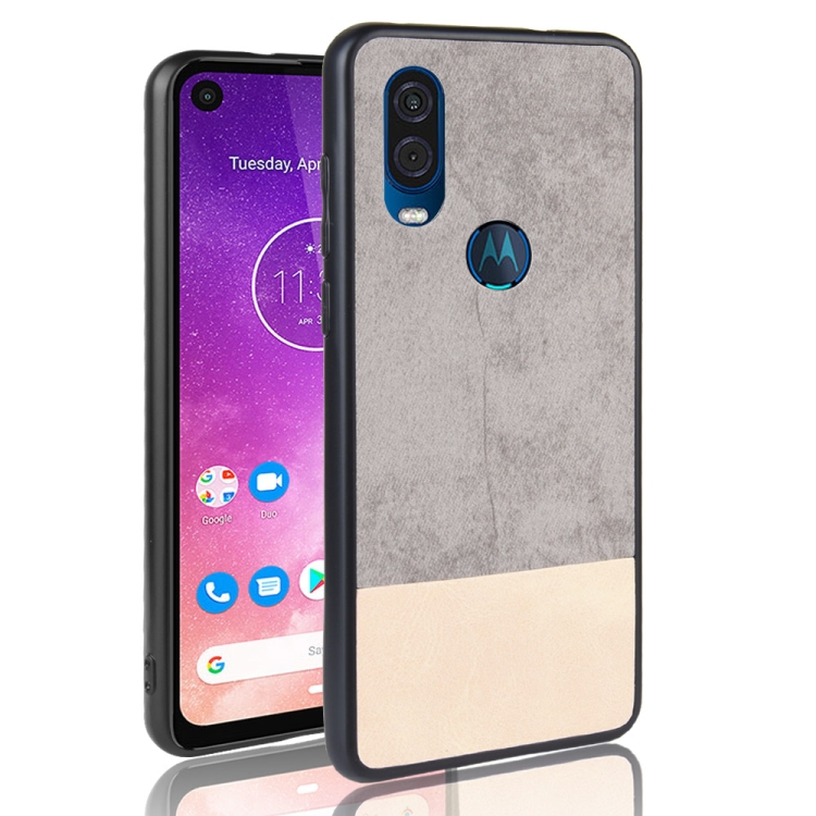 

Shockproof Color Matching Denim PC + PU + TPU Protective Case for Motorola One Vision(Gray)