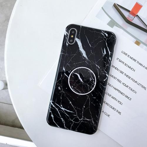 

Marble Anti-drop TPU Protection Back Cover for iPhone XS Max, with Folding Holder(Black)