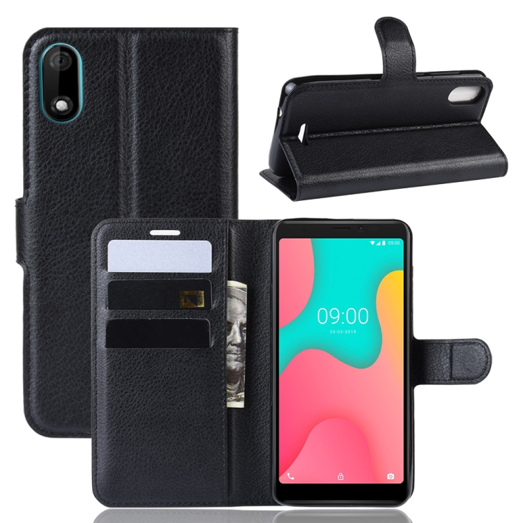 

Litchi Texture Horizontal Flip Leather Case for Wiko Y60, with Wallet & Holder & Card Slots(black)