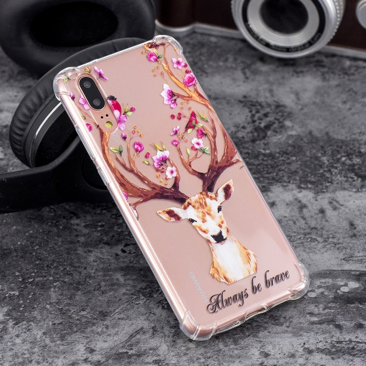 

Oil Embossed Pattern TPU Protective Case for Huawei P20(Letter Deer)