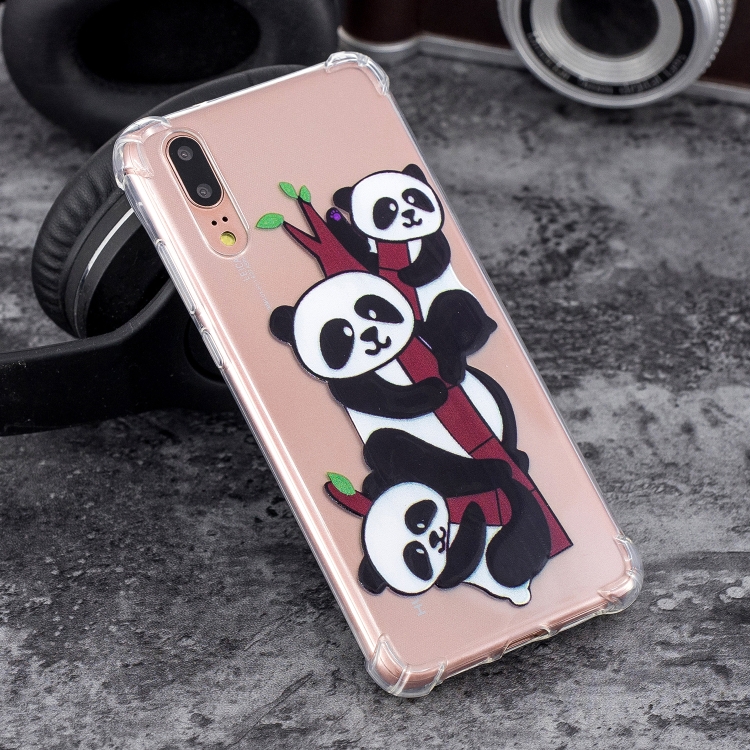 

Oil Embossed Pattern TPU Protective Case for Huawei P20(Three Pandas)