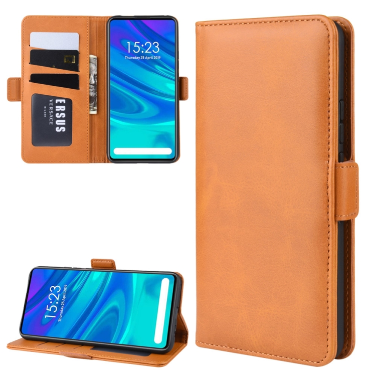 

Double Buckle Wallet Stand Leather Cell Phone Case for P SMART Z，with Wallet & Holder & Card Slots(Yellow)