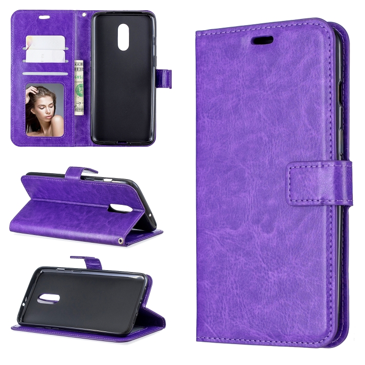 

Crazy Horse Texture Horizontal Flip Leather Case for OnePlus 7, with Holder & Card Slots & Wallet & Photo Frame(Purple)