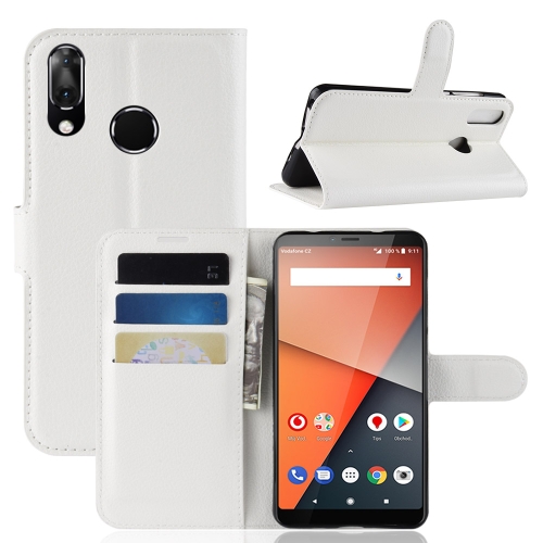 

Litchi Texture Horizontal Flip Leather Case for Vodafone Smart X9 / VFD 820 , with Wallet & Holder & Card Slots(white)