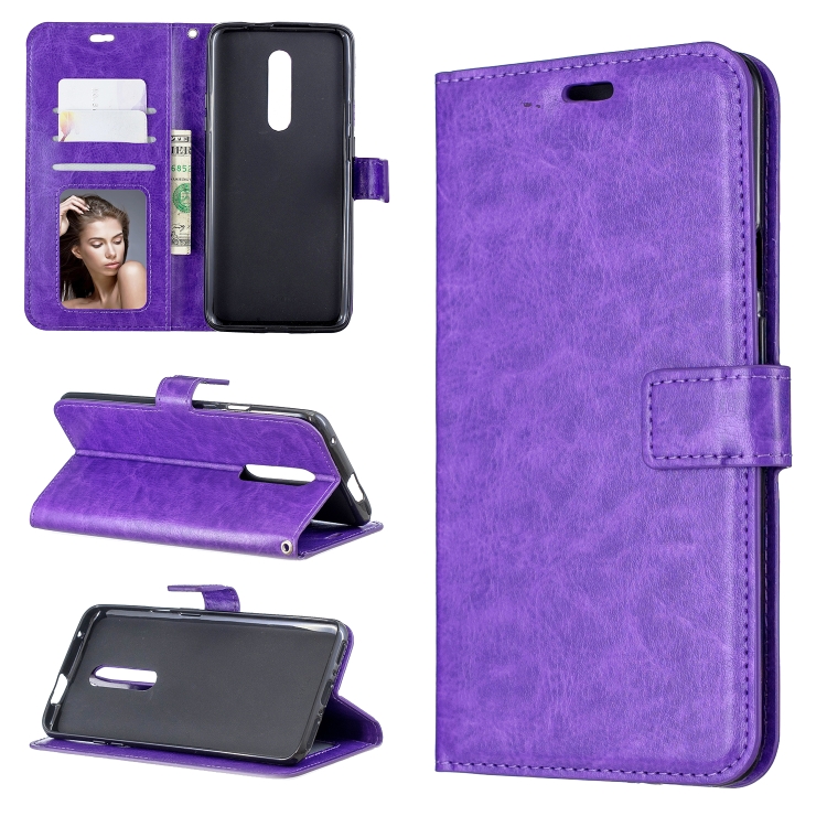 

Crazy Horse Texture Horizontal Flip Leather Case for OnePlus 7 Pro, with Holder & Card Slots & Wallet & Photo Frame(Purple)