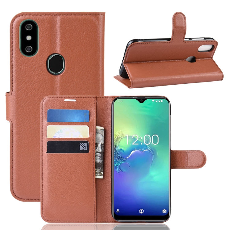 

Litchi Texture Horizontal Flip Leather Case for Oukitel C15 Pro, with Wallet & Holder & Card Slots(Brown)