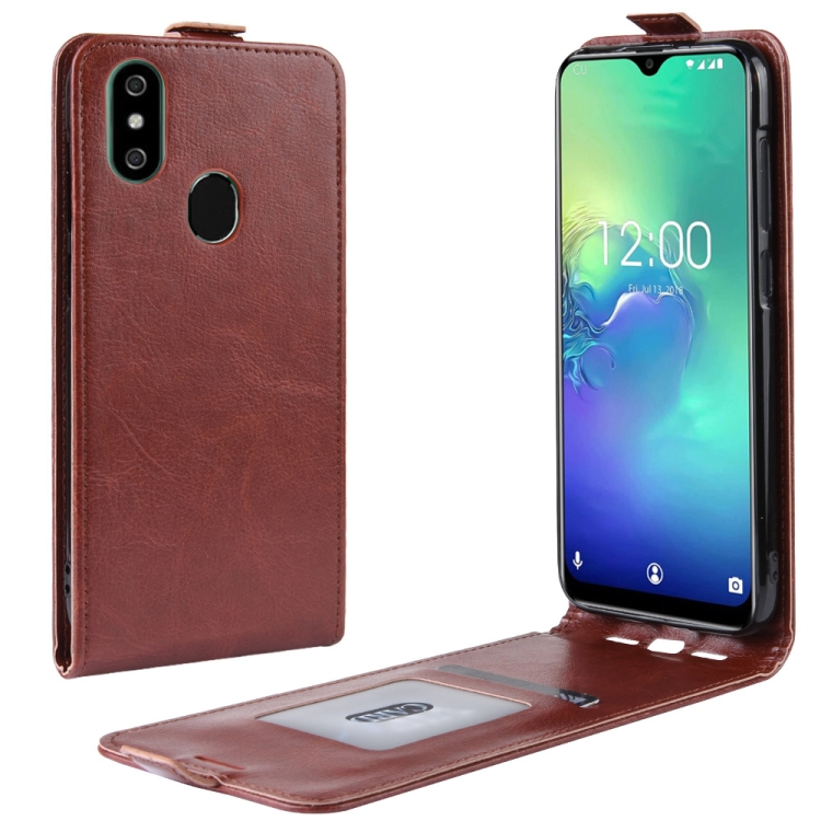 

Crazy Horse Vertical Flip Leather Protective Case for Oukitel C15 Pro(Brown)