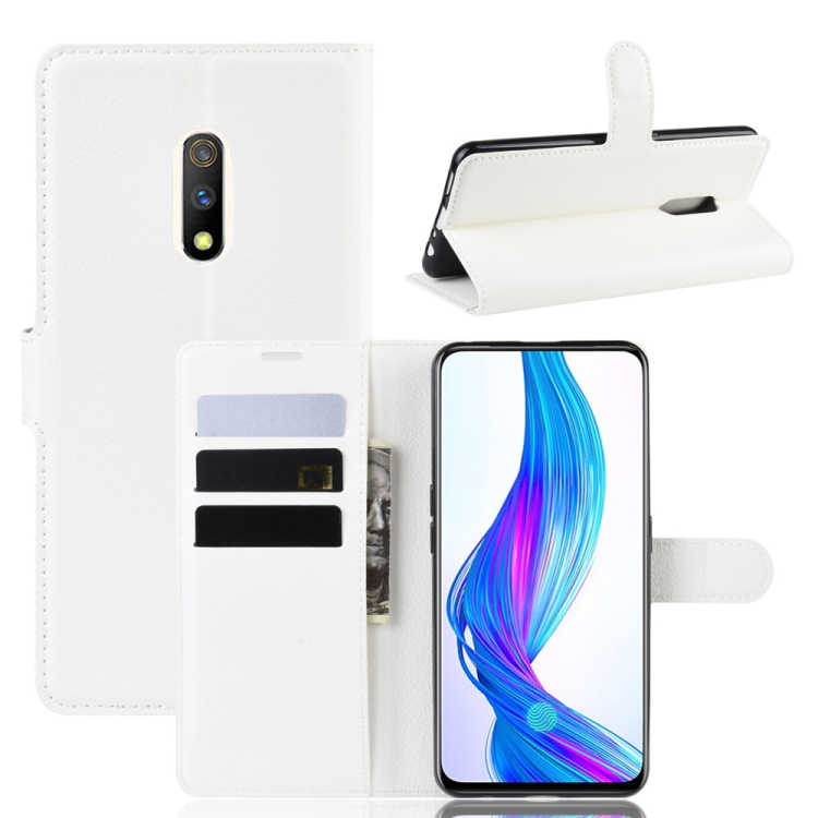 

Litchi Texture Horizontal Flip Leather Case for OPPO Realme X, with Wallet & Holder & Card Slots(white)