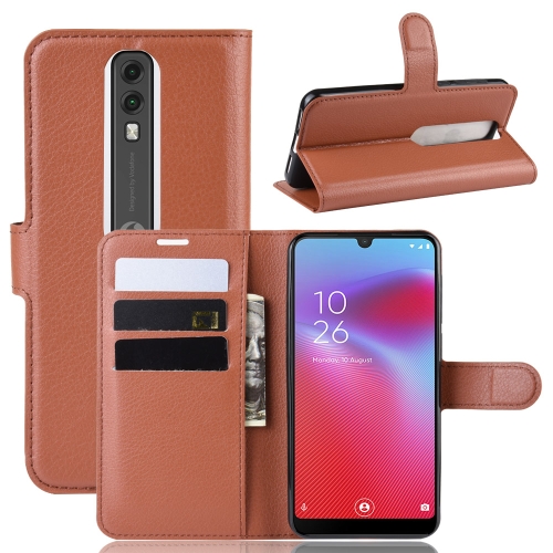 

Litchi Texture Horizontal Flip Leather Case for Vodafone Smart V10 / VFD 730, with Wallet & Holder & Card Slots(Brown)