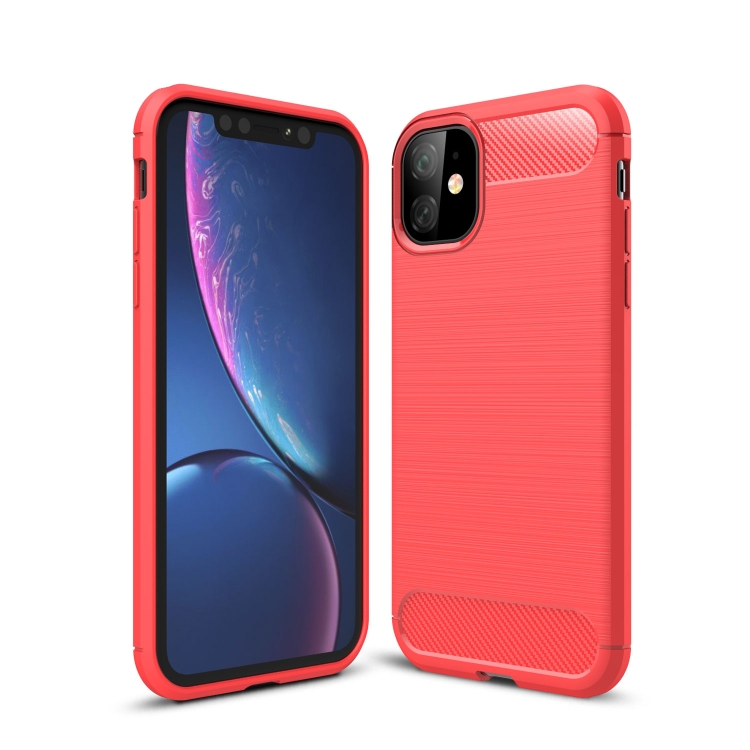 

Brushed Texture Carbon Fiber TPU Case for iPhone 11(Red)