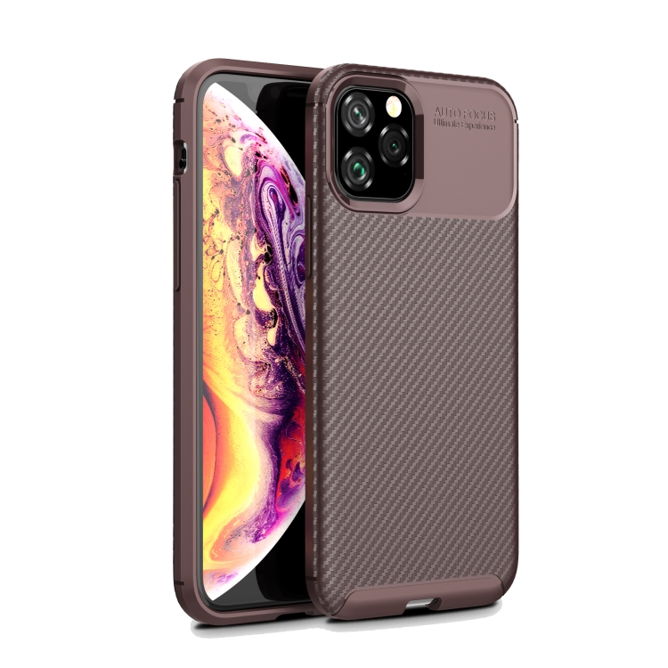 

Carbon Fiber Texture Shockproof TPU Case for iPhone 11 Pro Max(Brown)
