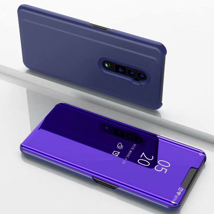 

Electroplating Mirror Horizontal Flip Leather Case for OPPO Reno with Holder(Violet blue)