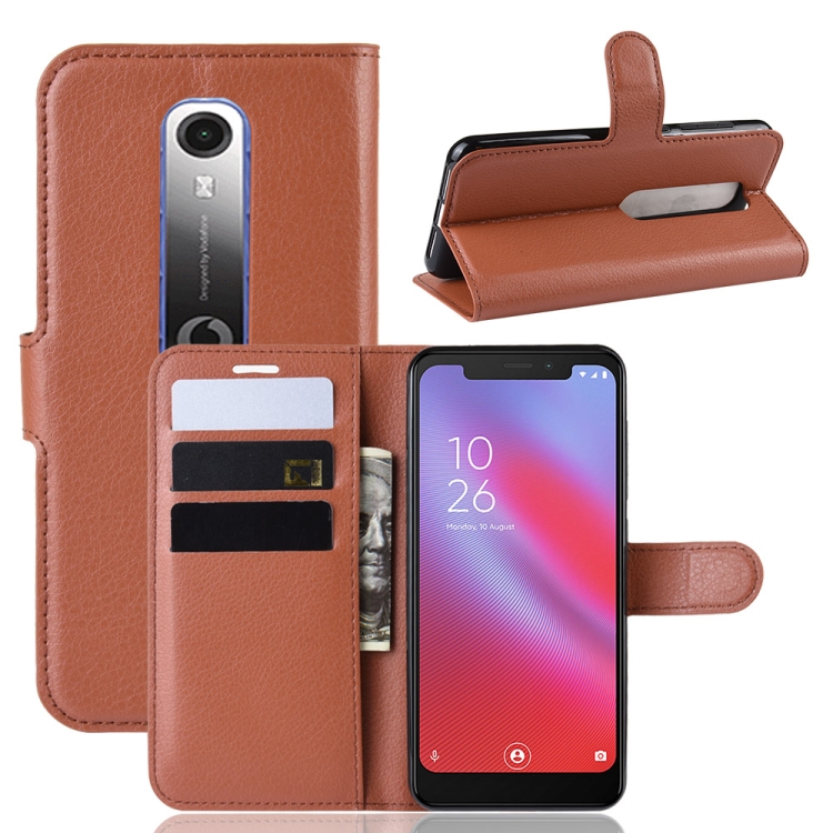 

Litchi Texture Horizontal Flip Leather Case for Vodafone Smart N10 / VFD 630, with Wallet & Holder & Card Slots(Brown)