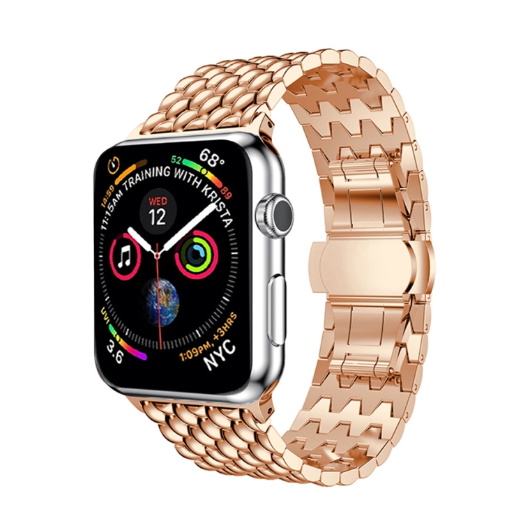 

Dragon Grain Solid Stainless Steel Wrist Strap Watch Band for Apple Watch Series 3 & 2 & 1 42mm(Rose Gold)