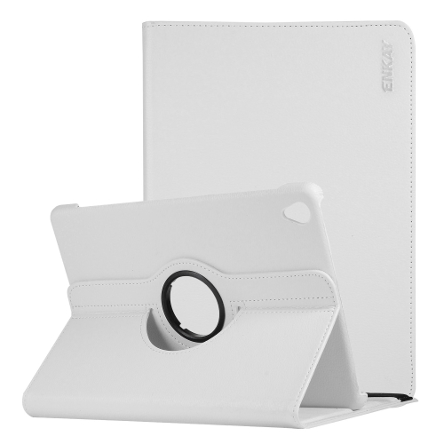 

ENKAY 360 Degree Rotation Lichi Texture Leather Case with Holder for HUAWEI MediaPad M6 10.8 2019(White)