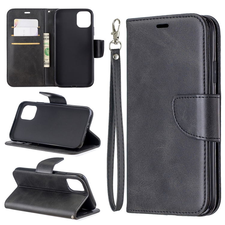 

Retro Lambskin Texture Pure Color Horizontal Flip PU Leather Case for iPhone 11, with Holder & Card Slots & Wallet & Lanyard(Black)