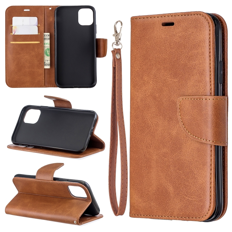 

Retro Lambskin Texture Pure Color Horizontal Flip PU Leather Case for iPhone 11, with Holder & Card Slots & Wallet & Lanyard(Brown)