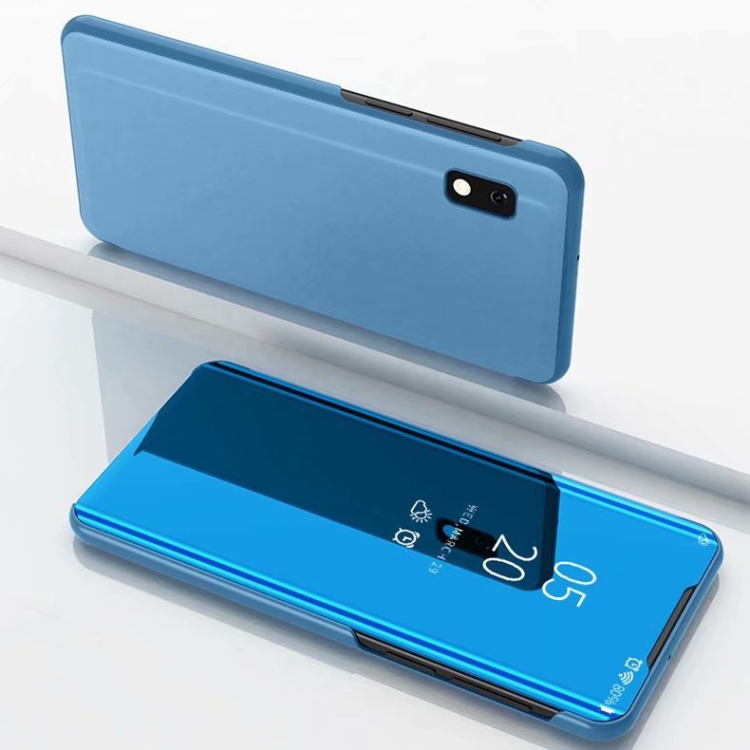 

Electroplating Mirror Horizontal Flip Leather Case for Galaxy A10E with Holder(Blue)