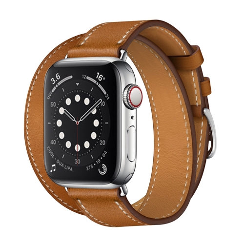 

For Apple Watch 3 / 2 / 1 Generation 38mm Universal Leather Double-loop Strap(brown)