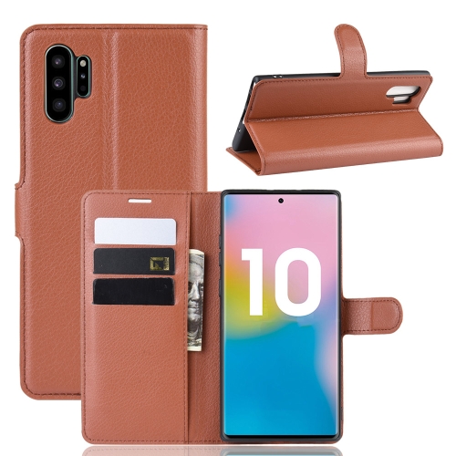 

Litchi Texture Horizontal Flip Leather Case for Galaxy Note 10 Pro, with Wallet & Holder & Card Slots(Brown)