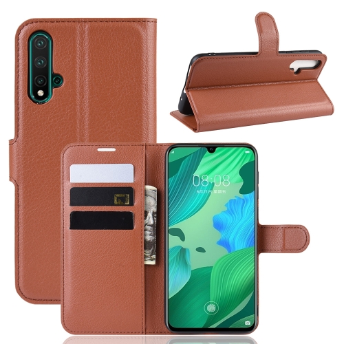 

Litchi Texture Horizontal Flip Leather Case for Huawei Nova 5, with Wallet & Holder & Card Slots(Brown)