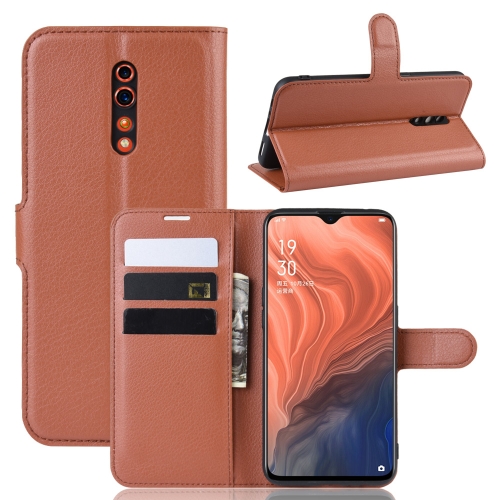 

Litchi Texture Horizontal Flip Leather Case for OPPO RENO Z, with Wallet & Holder & Card Slots(Brown)
