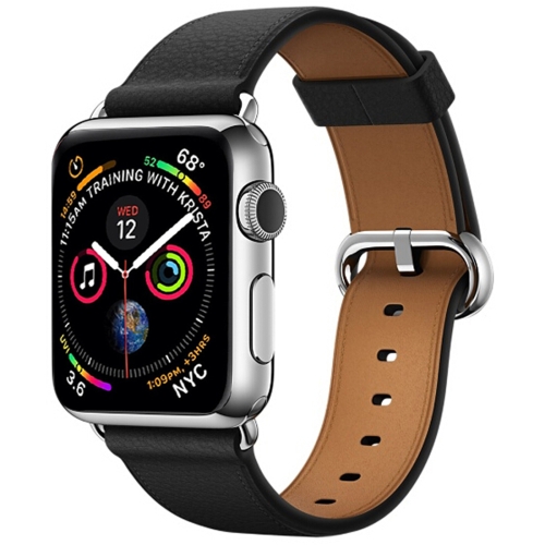 

Classic Button Leather Wrist Strap Watch Band for Apple Watch Series 3 & 2 & 1 42mm(Black)