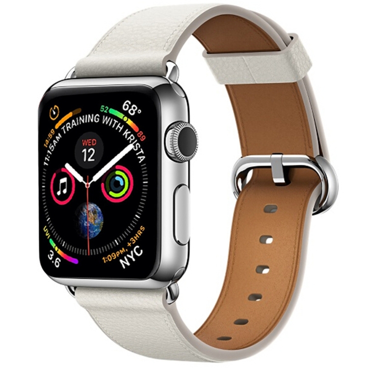 

Classic Button Leather Wrist Strap Watch Band for Apple Watch Series 3 & 2 & 1 42mm(White)