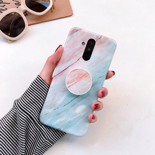 

Glossy Marble Folding Bracket Anti-drop TPU Case for Huawei Mate 20 Lite(Z7)