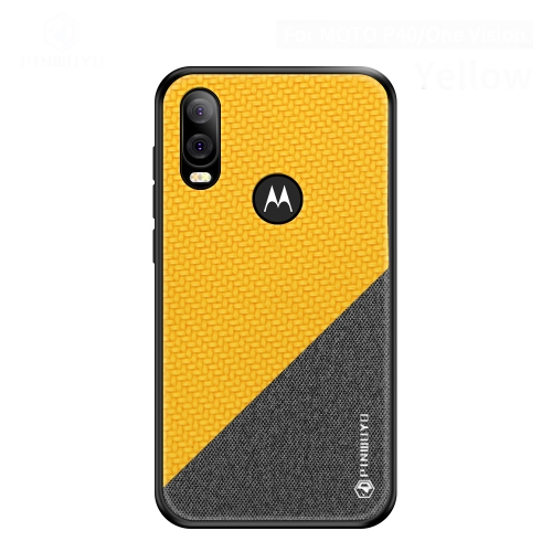 

PINWUYO Hong Series Anti-fall TPU+ Chemical Fiber Cloth Protective Cover for Moto P40/One Vision(Yellow)