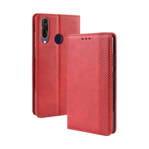 

Magnetic Buckle Retro Crazy Horse Texture Horizontal Flip Leather Case for Wiko View3, with Holder & Card Slots & Photo Frame(Red)