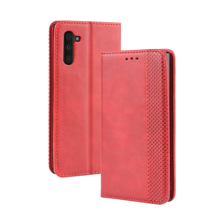 

Magnetic Buckle Retro Crazy Horse Texture Horizontal Flip Leather Case for Galaxy Note 10 , with Holder & Card Slots & Photo Frame(Red)