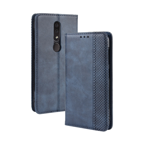 

Magnetic Buckle Retro Crazy Horse Texture Horizontal Flip Leather Case for Nokia 4.2, with Holder & Card Slots & Photo Frame(Blue)